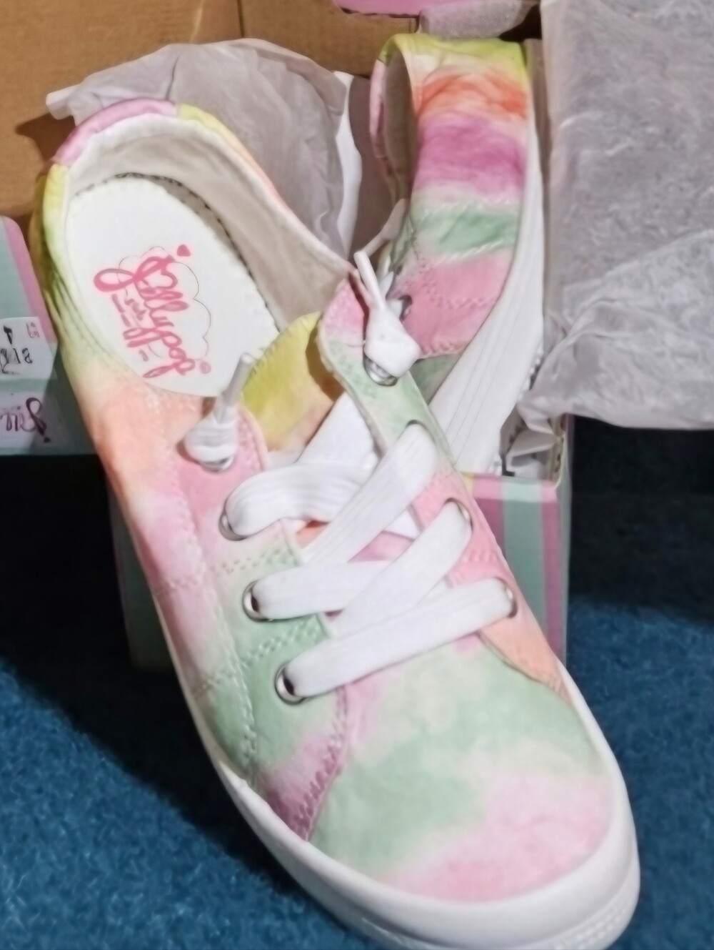 NIB Jellypop Big Girl Size 4 Lollie Pink Tie Dye Canvas Comfort Fit Sneakers